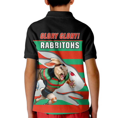 rabbitohs-rugby-2023-kid-polo-shirt-glory-glory-souths-unique