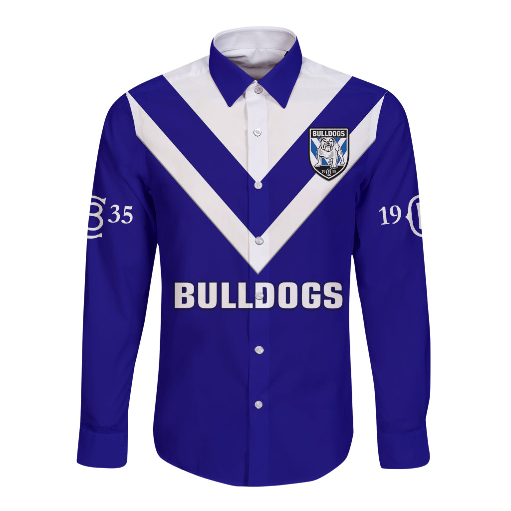 custom-text-and-number-bulldogs-rugby-2023-long-sleeve-button-shirt-canterbury-bankstown-go-dogs