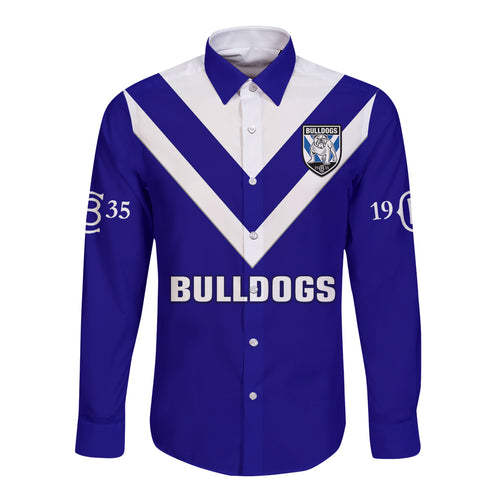 custom-text-and-number-bulldogs-rugby-2023-long-sleeve-button-shirt-canterbury-bankstown-go-dogs