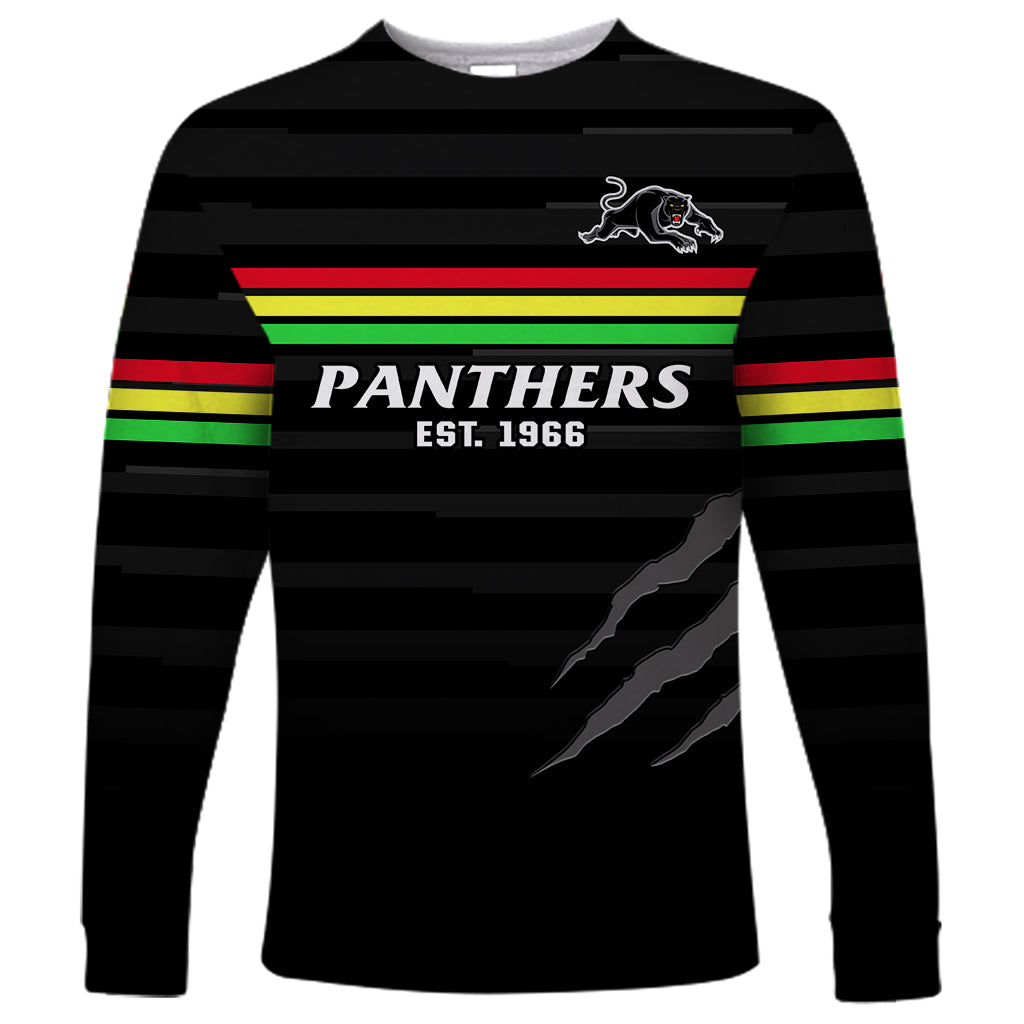 custom-text-and-number-penrith-panthers-rugby-2023-long-sleeve-shirt-the-riff-est-1966-black-sporty