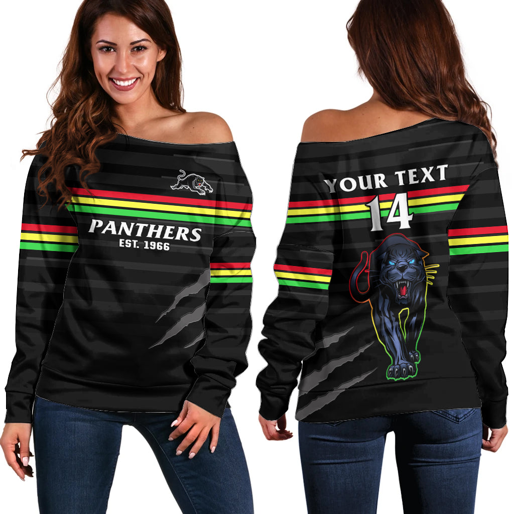custom-text-and-number-penrith-panthers-rugby-2023-off-shoulder-sweater-the-riff-est-1966-black-sporty