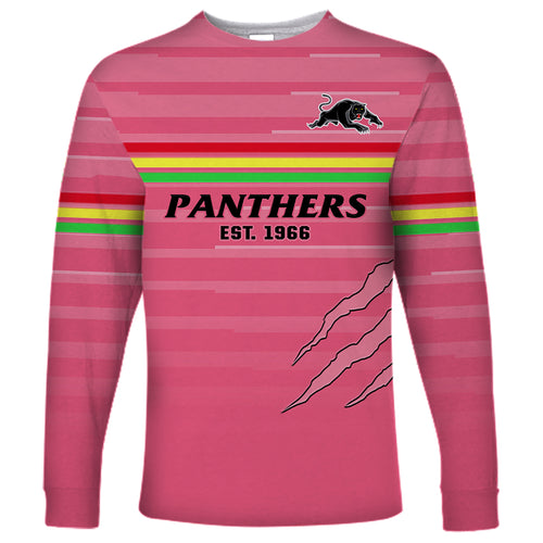 custom-text-and-number-penrith-panthers-rugby-2023-long-sleeve-shirt-the-riff-est-1966-pink-sporty