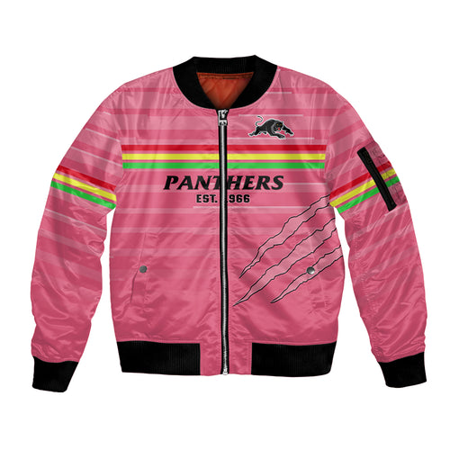 custom-text-and-number-penrith-panthers-rugby-2023-sleeve-zip-bomber-jacket-the-riff-est-1966-pink-sporty