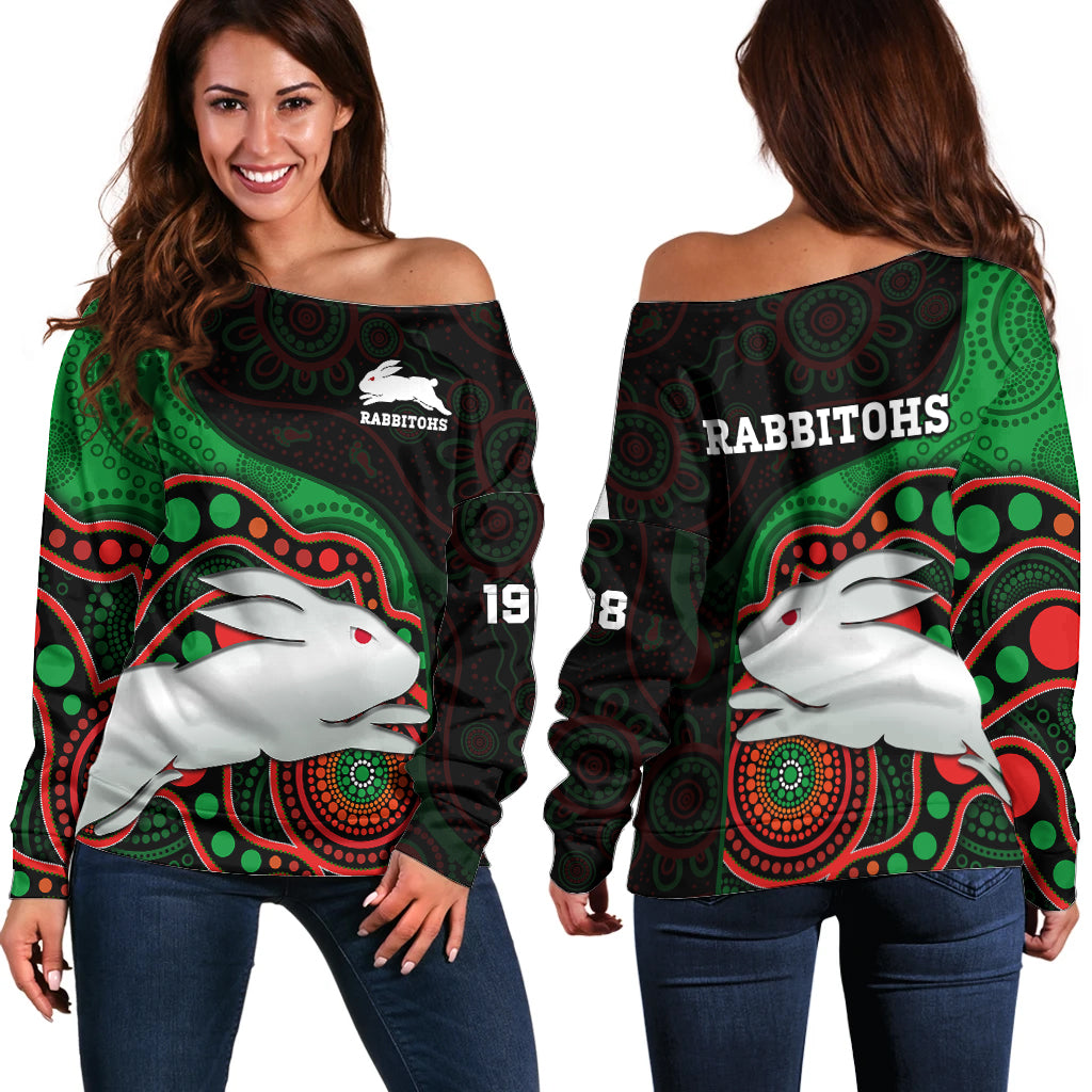 rabbitohs-rugby-off-shoulder-sweater-go-souths-indigenous-art