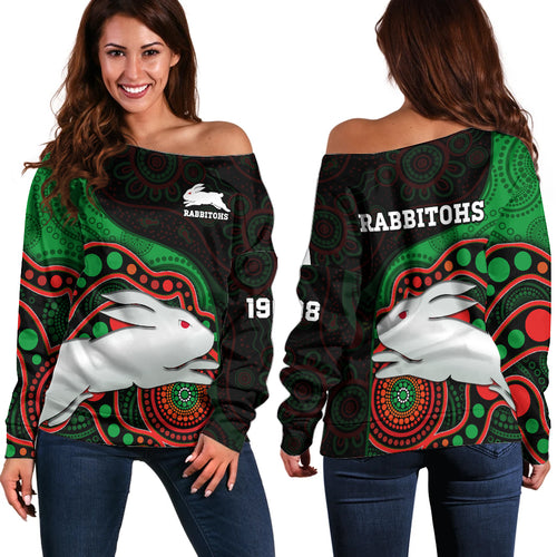 rabbitohs-rugby-off-shoulder-sweater-go-souths-indigenous-art