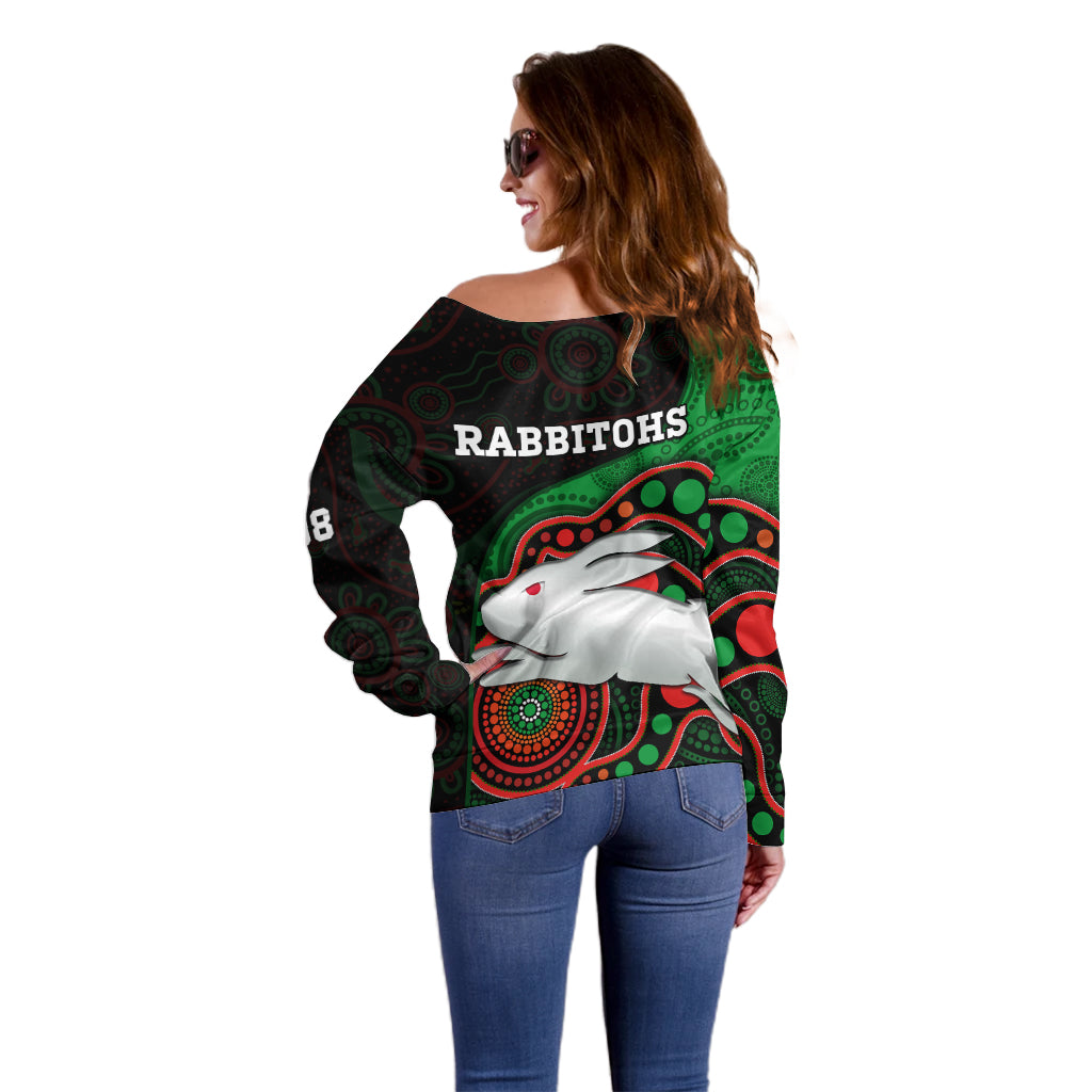rabbitohs-rugby-off-shoulder-sweater-go-souths-indigenous-art