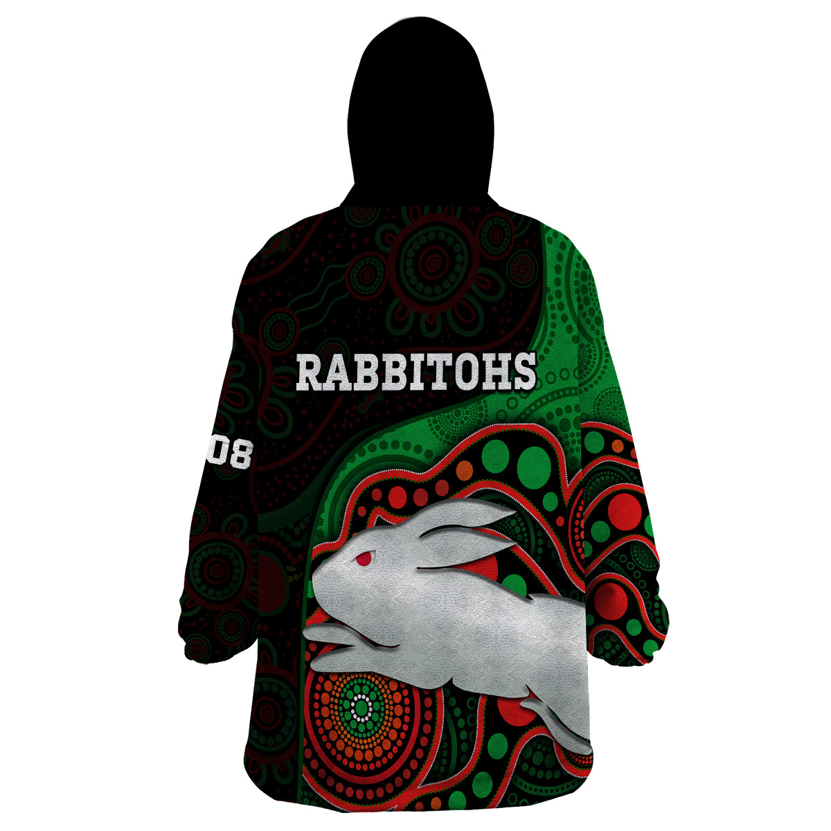 rabbitohs-rugby-wearable-blanket-hoodie-go-souths-indigenous-art