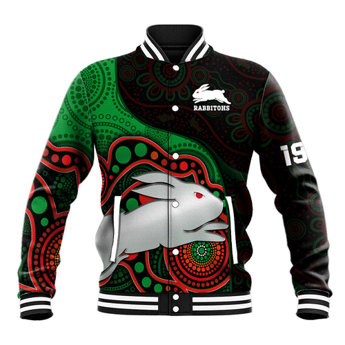 custom-text-and-number-rabbitohs-rugby-baseball-jacket-go-souths-indigenous-art