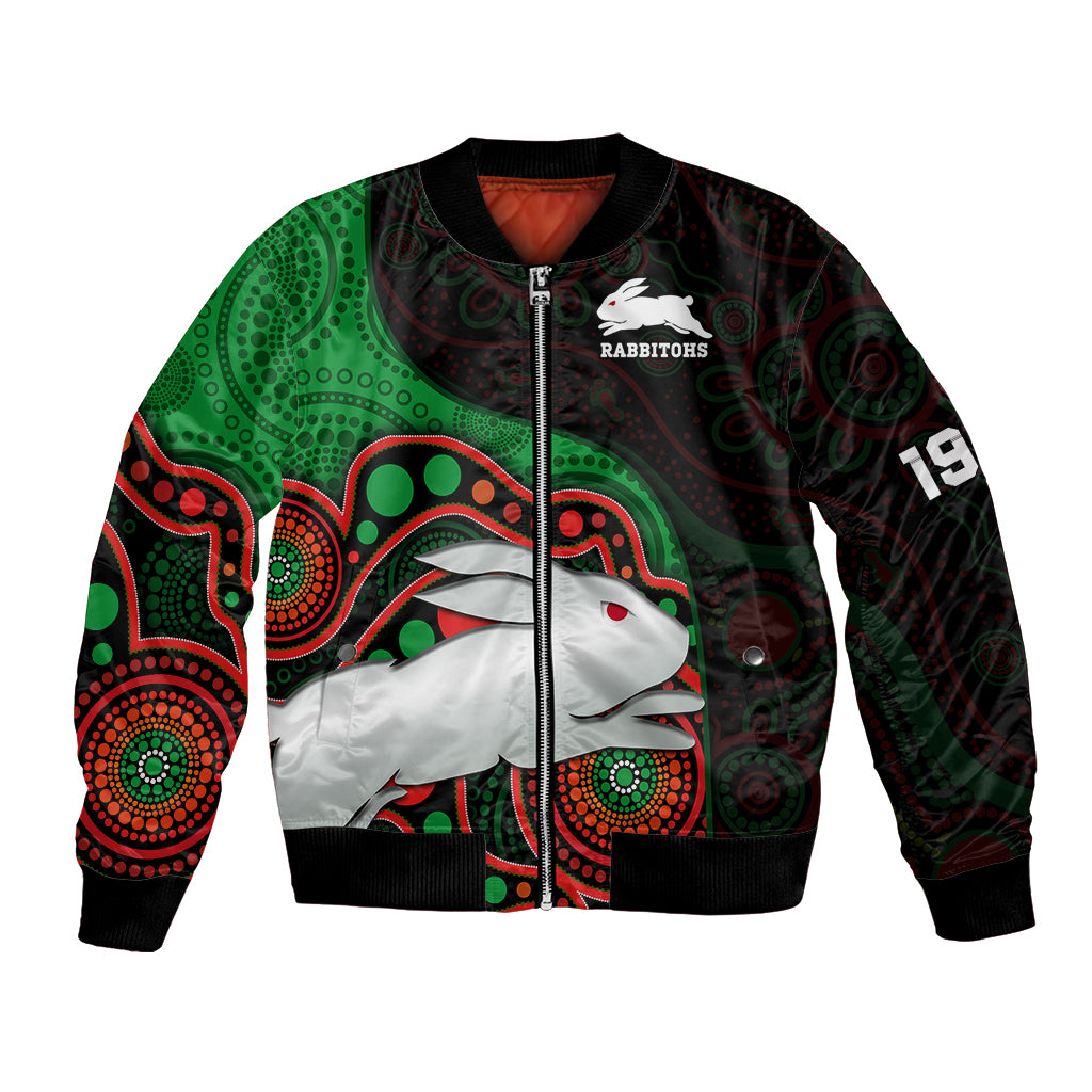 custom-text-and-number-rabbitohs-rugby-bomber-jacket-go-souths-indigenous-art