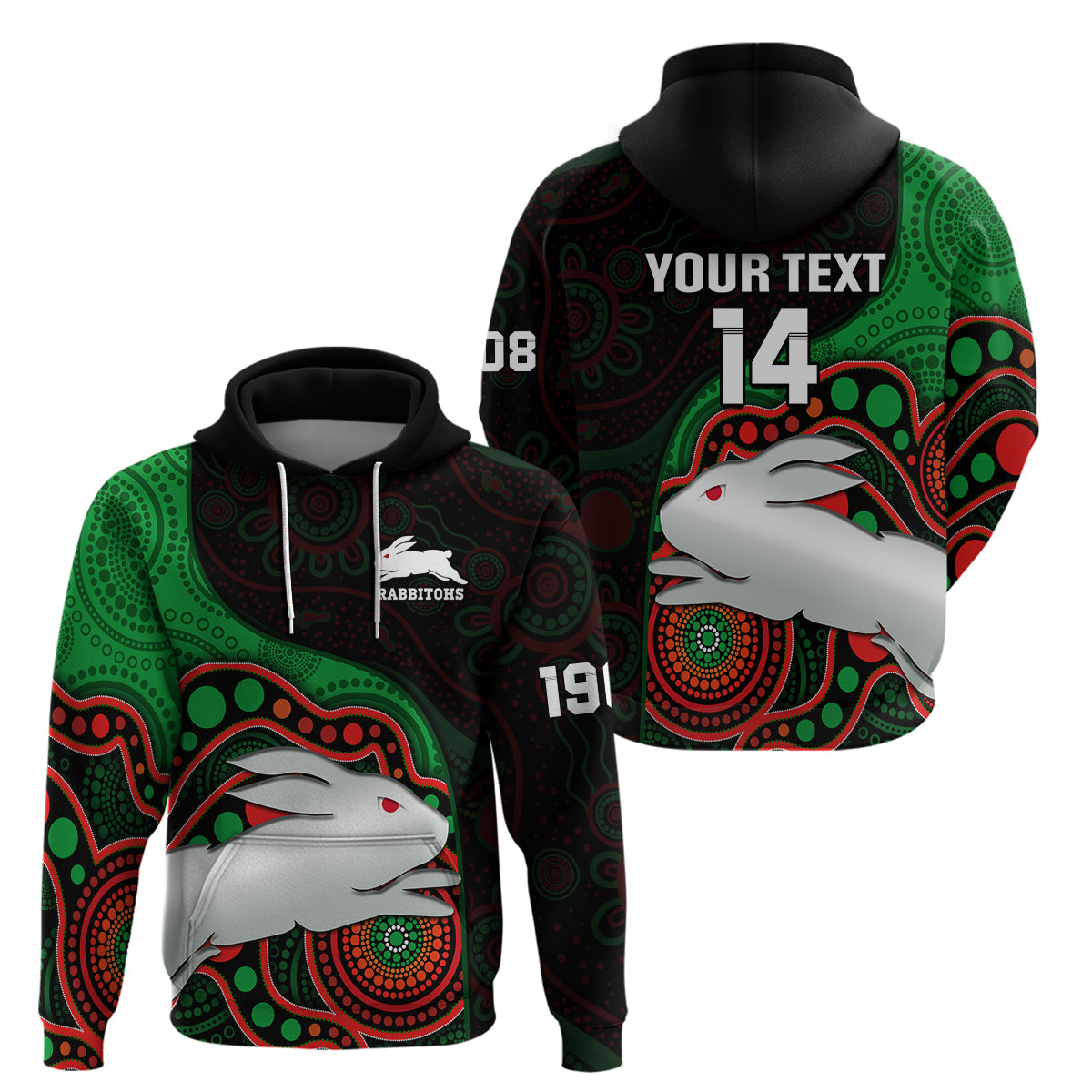 custom-text-and-number-rabbitohs-rugby-hoodie-go-souths-indigenous-art