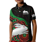custom-text-and-number-rabbitohs-rugby-kid-polo-shirt-go-souths-indigenous-art