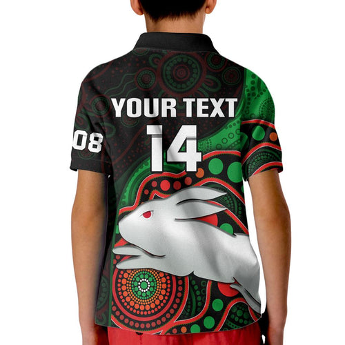 custom-text-and-number-rabbitohs-rugby-kid-polo-shirt-go-souths-indigenous-art