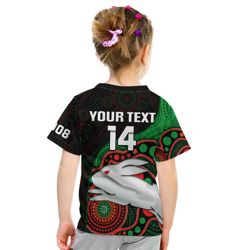 custom-text-and-number-rabbitohs-rugby-kid-t-shirt-go-souths-indigenous-art