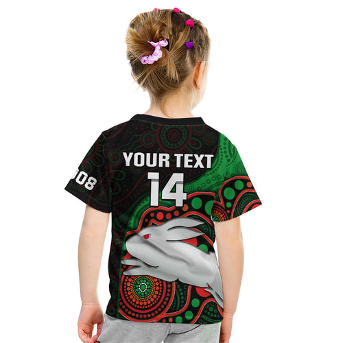 custom-text-and-number-rabbitohs-rugby-kid-t-shirt-go-souths-indigenous-art