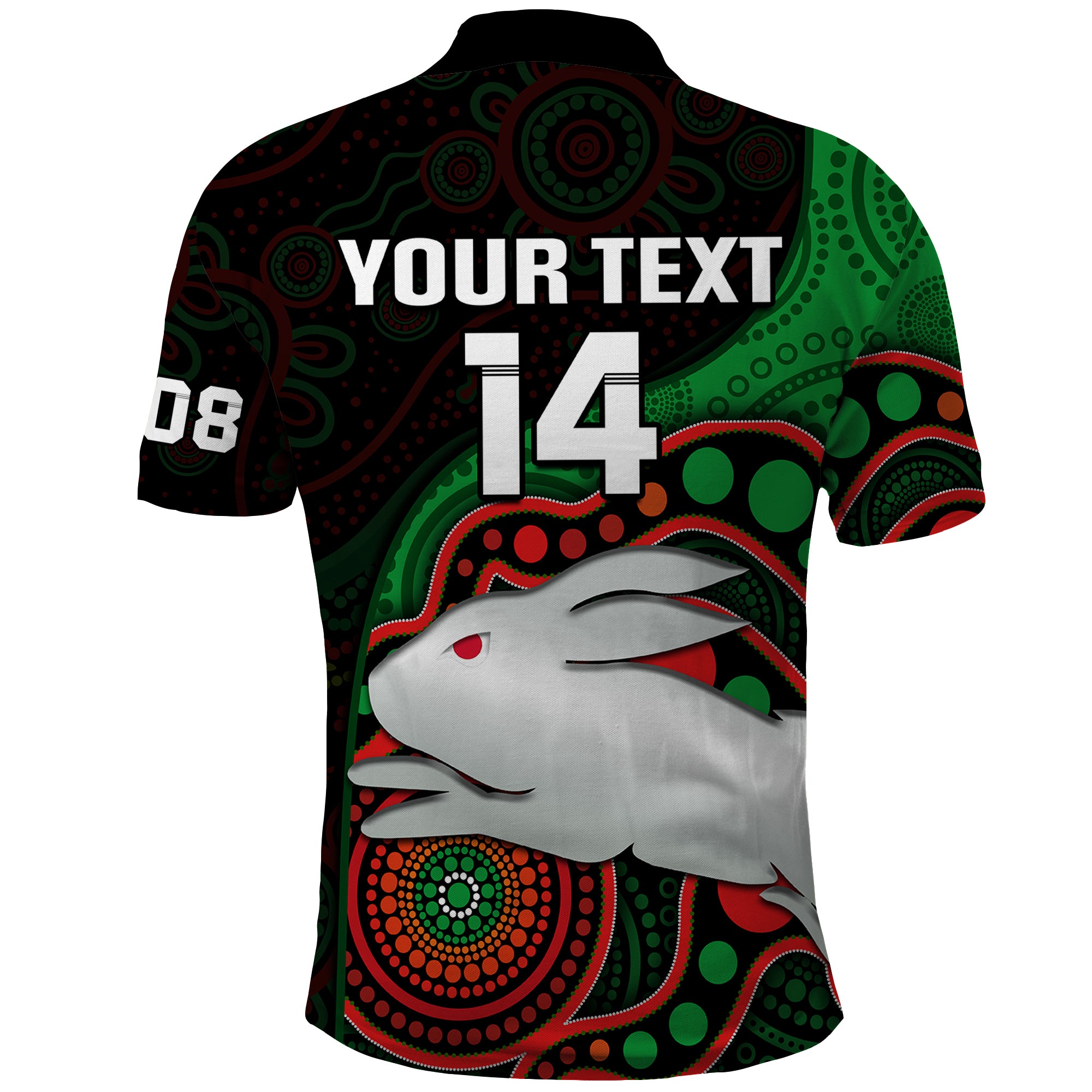 custom-text-and-number-rabbitohs-rugby-polo-shirt-go-souths-indigenous-art