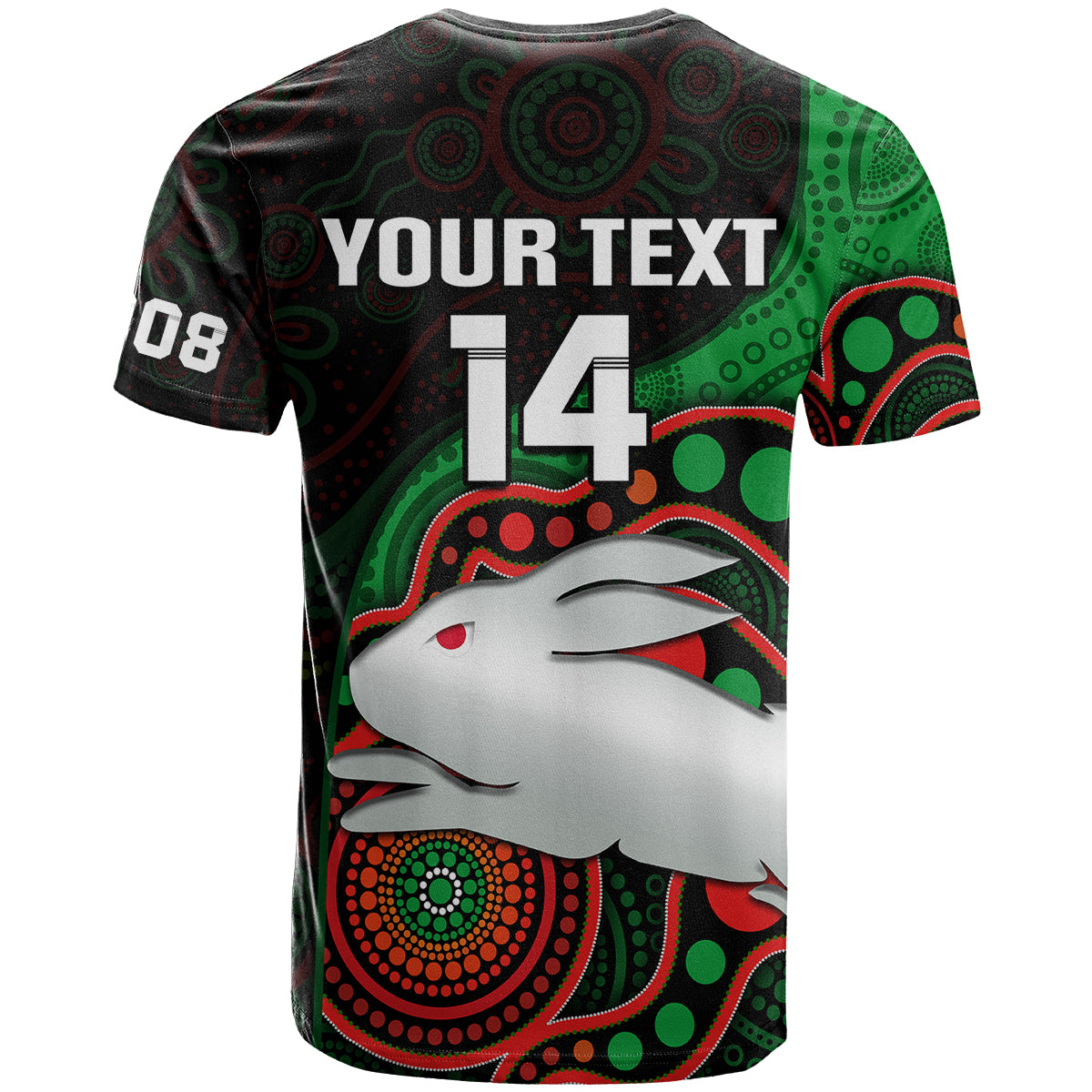 custom-text-and-number-rabbitohs-rugby-t-shirt-go-souths-indigenous-art