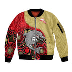 custom-text-and-number-dolphins-rugby-sleeve-zip-bomber-jacket-phins-up-indigenous-art