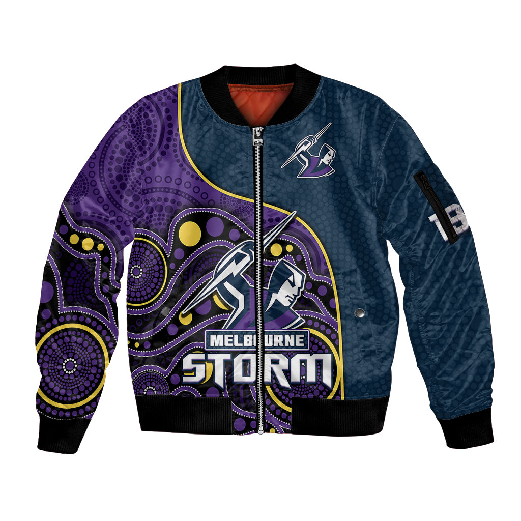 custom-text-and-number-storm-rugby-sleeve-zip-bomber-jacket-est-1997-indigenous-art