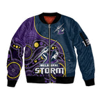 custom-text-and-number-storm-rugby-sleeve-zip-bomber-jacket-est-1997-indigenous-art
