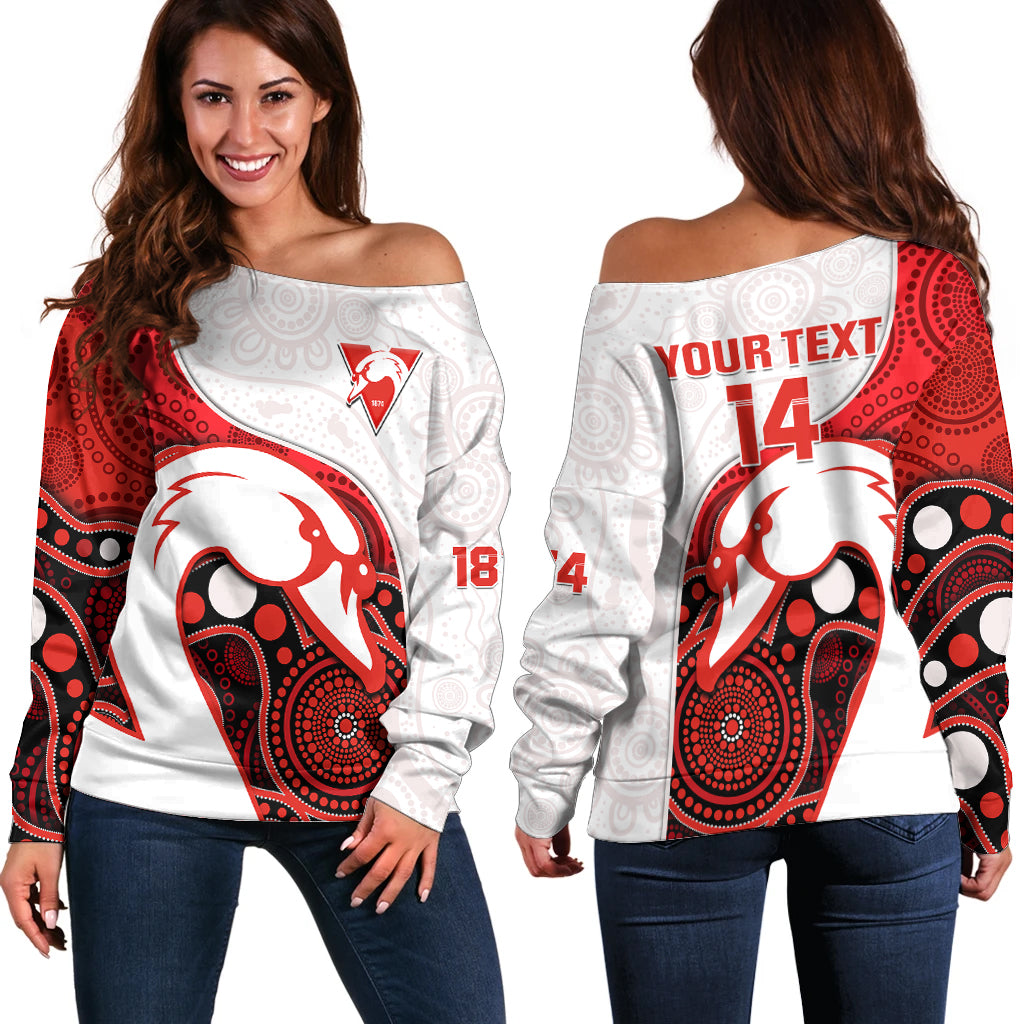 custom-text-and-number-swans-football-off-shoulder-sweater-go-swannies-indigenous-art