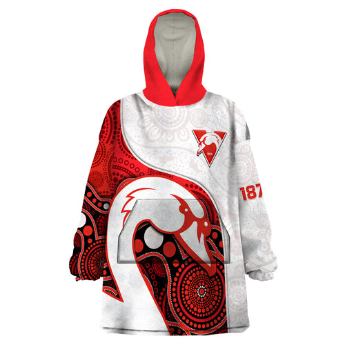 custom-text-and-number-swans-football-wearable-blanket-hoodie-go-swannies-indigenous-art