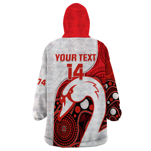 custom-text-and-number-swans-football-wearable-blanket-hoodie-go-swannies-indigenous-art