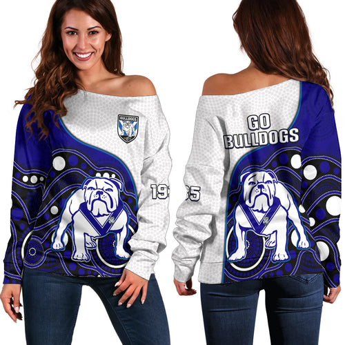 bulldogs-rugby-off-shoulder-sweater-go-doggies-indigenous-art
