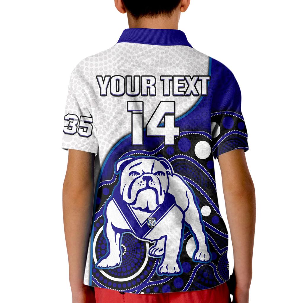 custom-text-and-number-bulldogs-rugby-kid-polo-shirt-go-doggies-indigenous-art