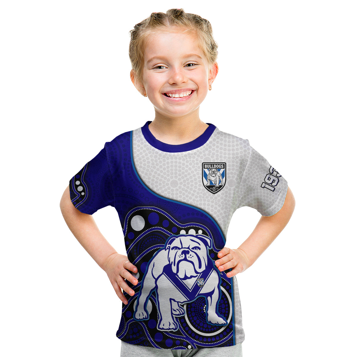 custom-text-and-number-bulldogs-rugby-kid-t-shirt-go-doggies-indigenous-art
