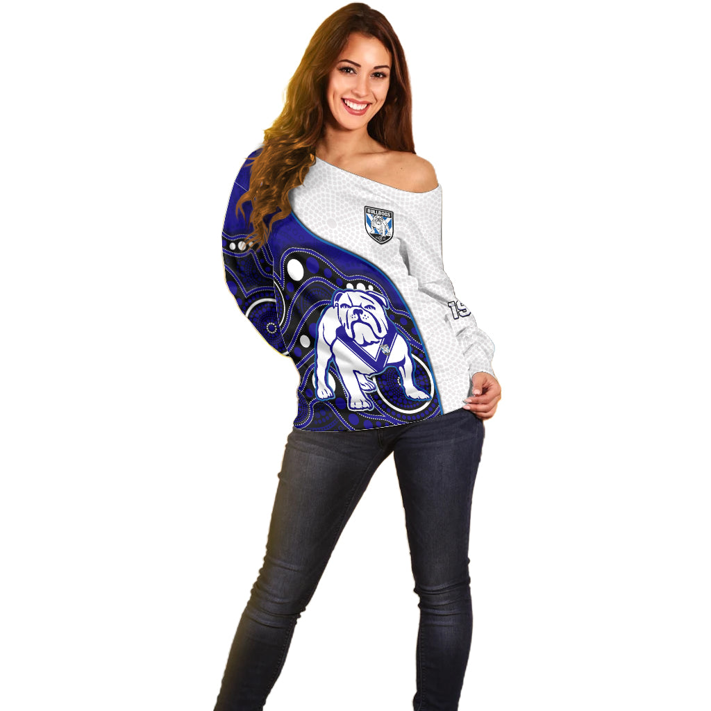 custom-text-and-number-bulldogs-rugby-off-shoulder-sweater-go-doggies-indigenous-art