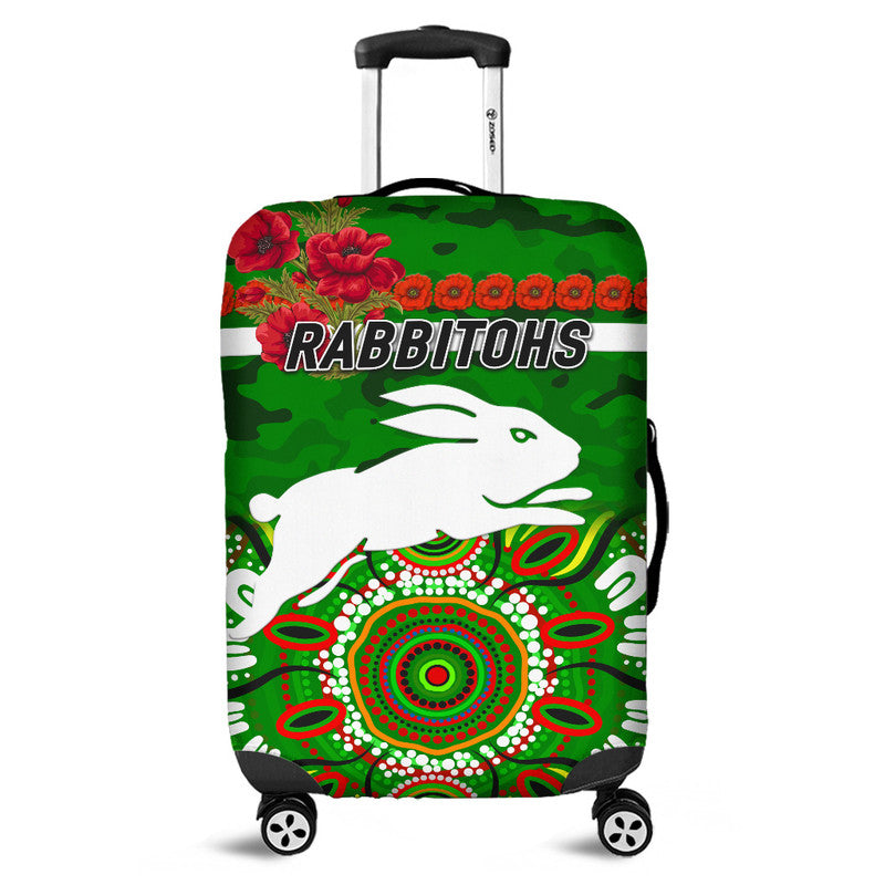 south-sydney-rabbitohs-anzac-2022-luggage-cover-indigenous-vibes-green