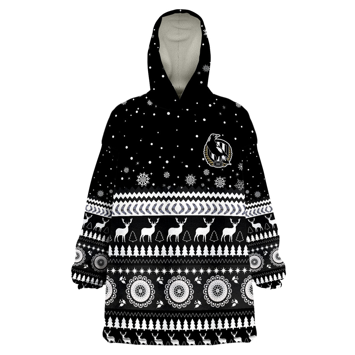 magpies-christmas-indigenous-collingwood-football-wearable-blanket-hoodie