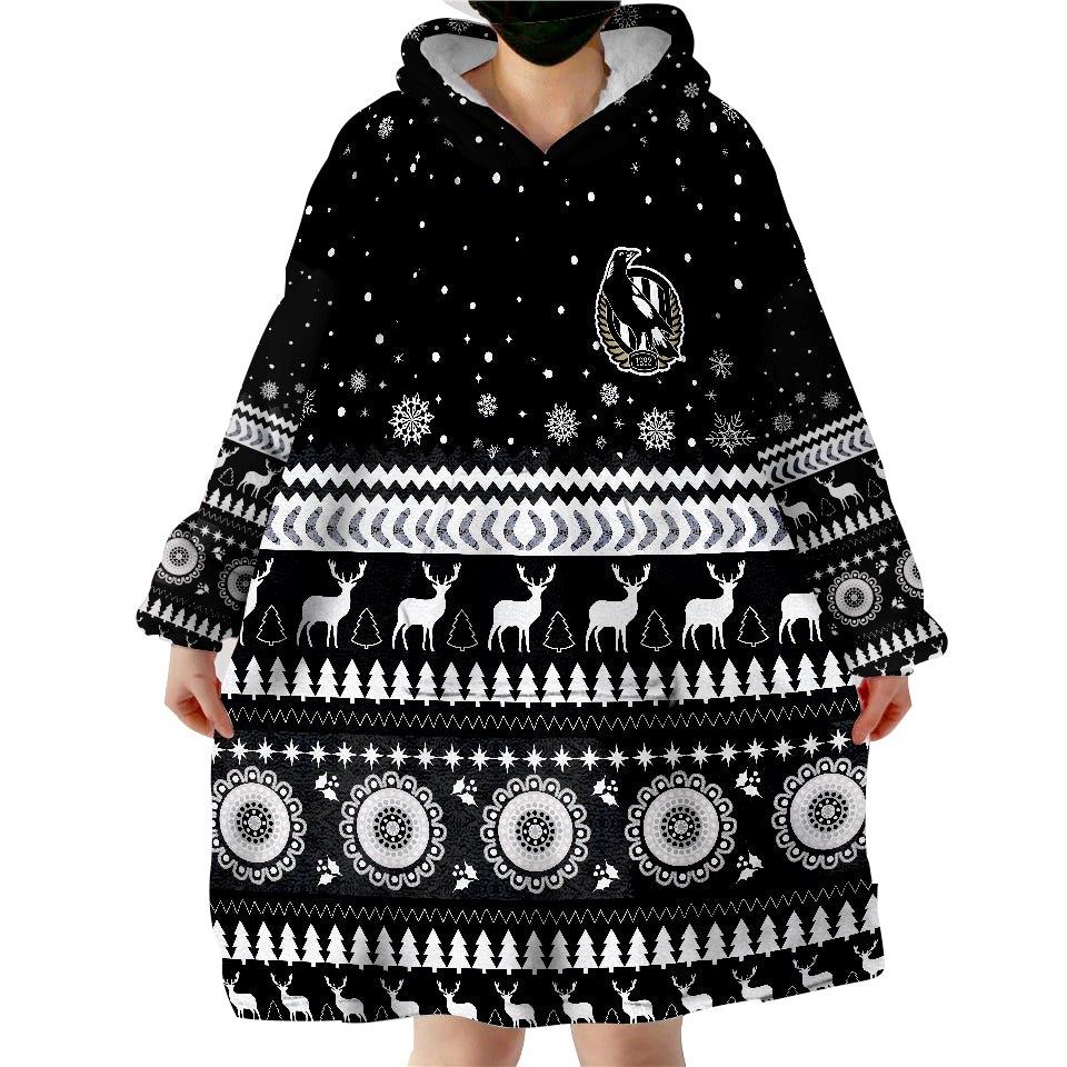 magpies-christmas-indigenous-collingwood-football-wearable-blanket-hoodie
