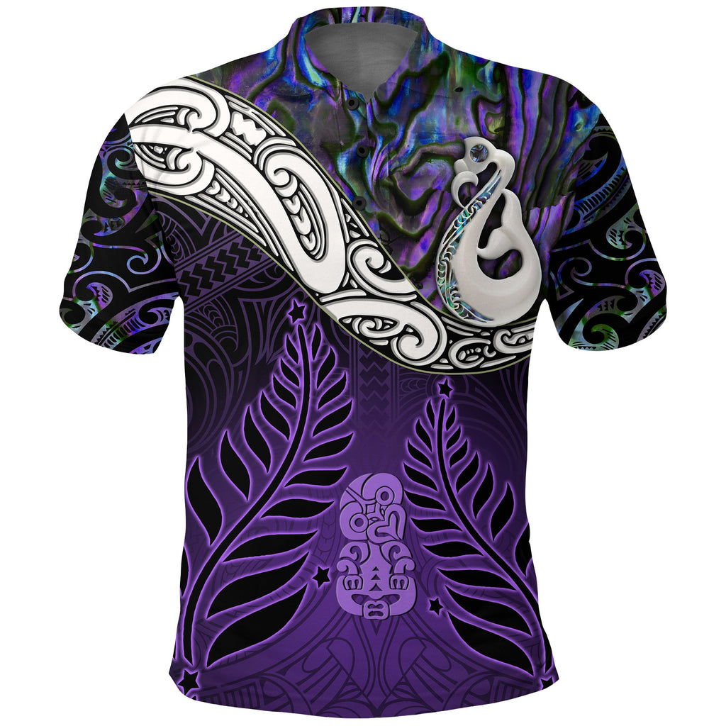 new-zealand-maori-polo-shirt-manaia-paua-shell-glitter-purple