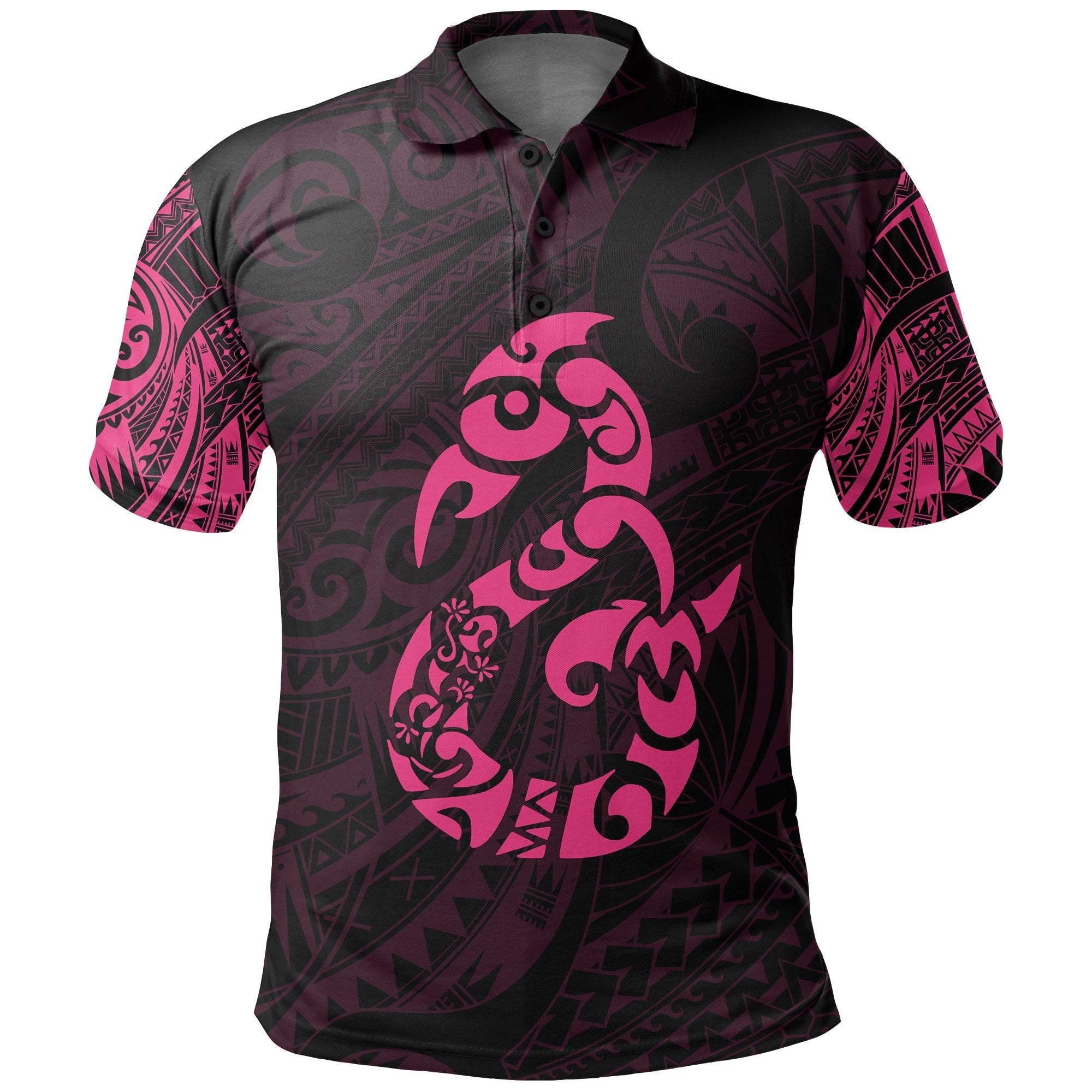 manaia-maori-tattoo-polo-shirt-pink