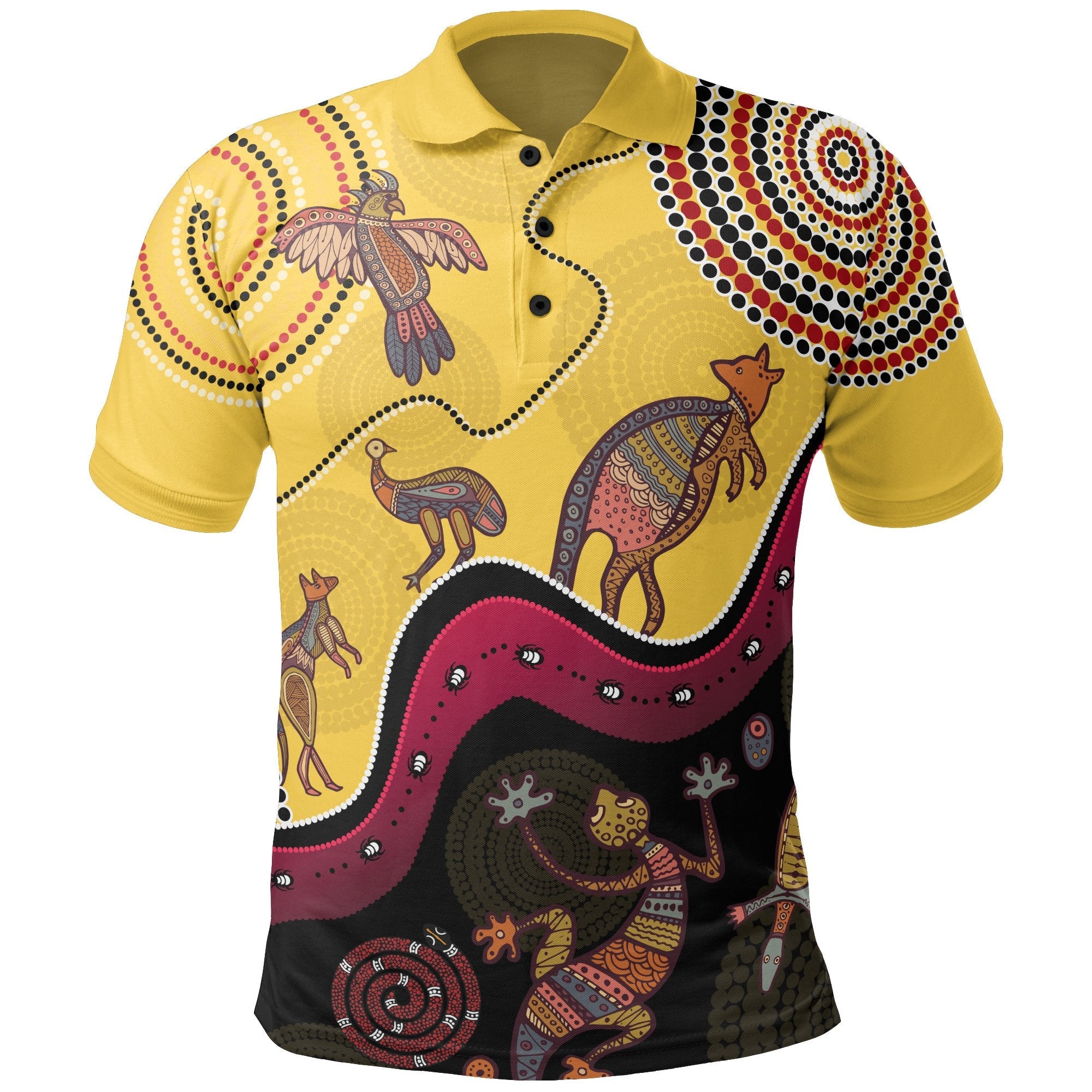 aboriginal-polo-shirt-indigenous-animals-life-art