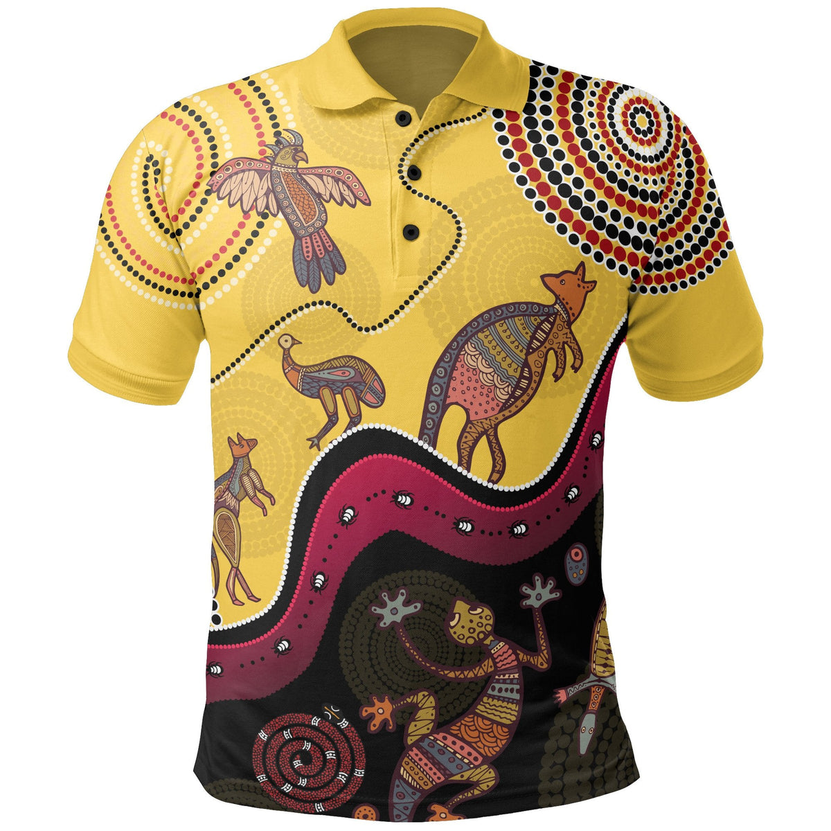 aboriginal-polo-shirt-indigenous-animals-life-art