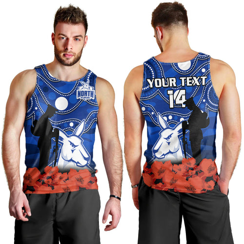 custom-text-and-number-north-melbourne-football-anzac-2023-men-tank-top-kangaroos-aboriginal-mix-poppy-camouflage