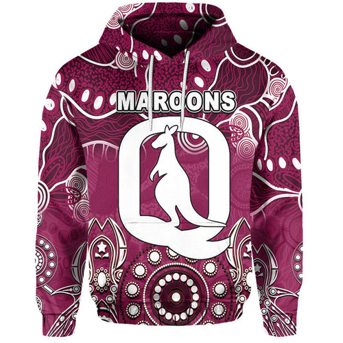 (Custom Personalised) Queensland Maroons Hoodie Aboriginal  LT6