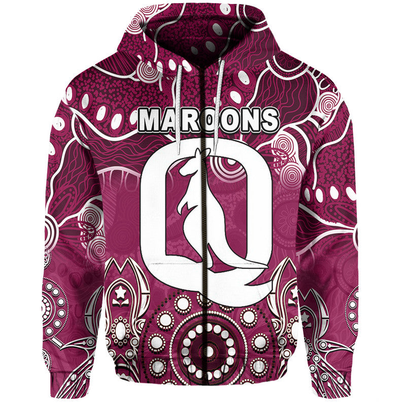(Custom Personalised) Queensland Maroons Hoodie Aboriginal  LT6