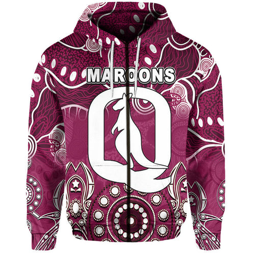 (Custom Personalised) Queensland Maroons Hoodie Aboriginal  LT6