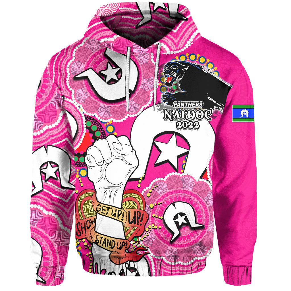 custom-personalised-panthers-rugby-naidoc-week-2022-hoodie-lets-fight-together-pink-style