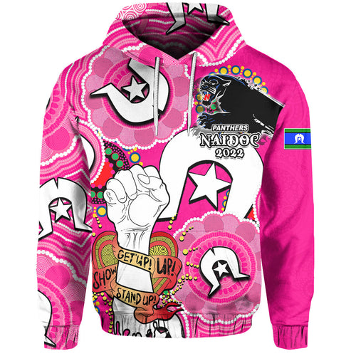 custom-personalised-panthers-rugby-naidoc-week-2022-hoodie-lets-fight-together-pink-style