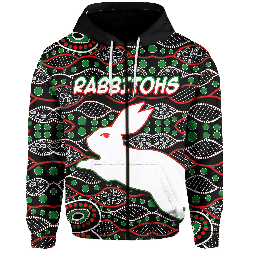 custom-personalised-south-sydney-rabbitohs-zip-hoodie-aboriginal-patterns