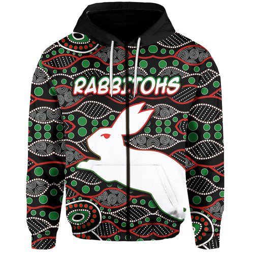custom-personalised-south-sydney-rabbitohs-zip-hoodie-aboriginal-patterns