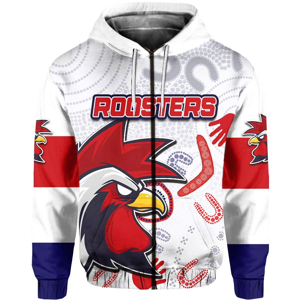 custom-personalised-roosters-zip-hoodie-indigenous-style-no-2