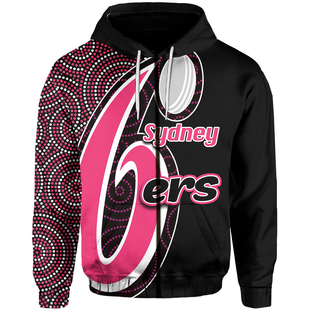 custom-personalisedsydney-sixers-zip-hoodie-cricket-aboriginal-dot-patterns