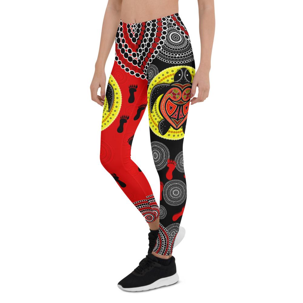 aboriginal-legging-turtle-footprint-circle-dot-painting