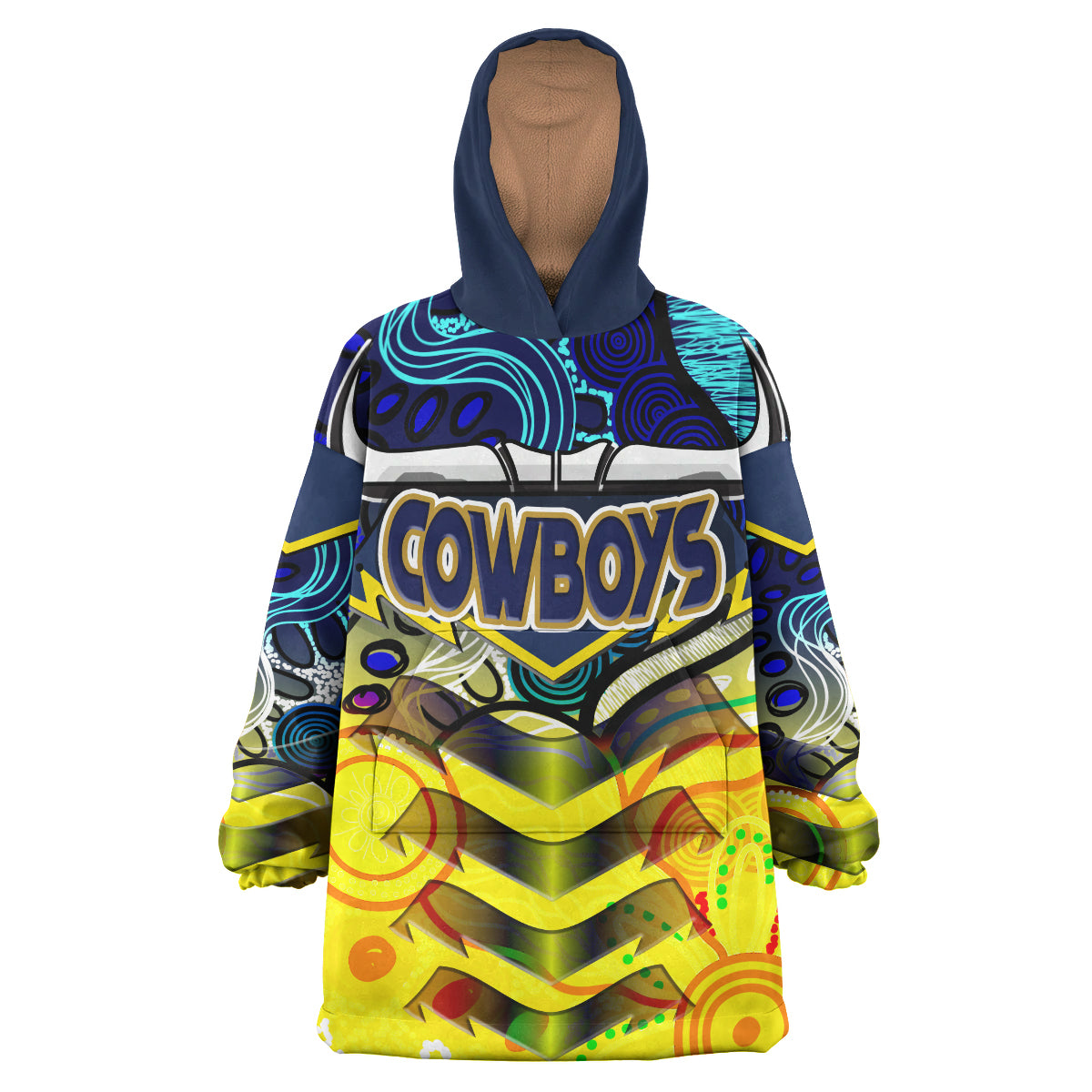 cowboys-rugby-snug-hoodie-custom-cow-horn-with-aboriginal-contemporary-dot-painting-pattern-oodie-blanket