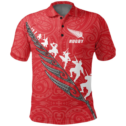 rugby-haka-fern-polo-t-shirt-red